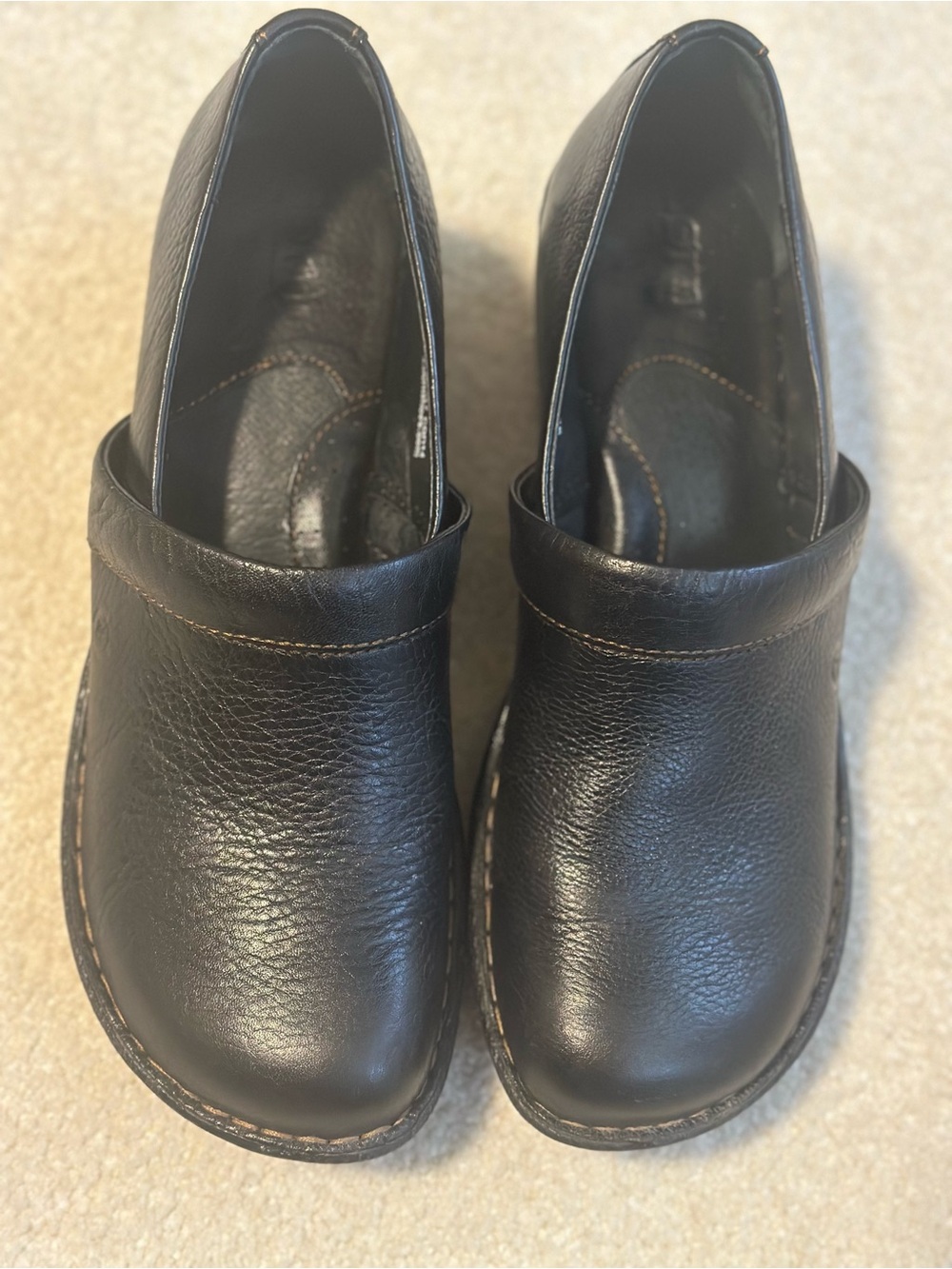 Born Black Leather Slip-On Mules